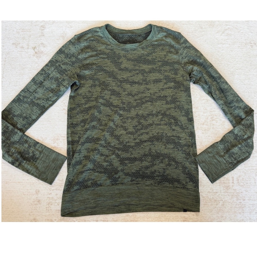 Lululemon Swiftly Tech Long Sleeve Top Green Camo Mesh Vent Running Shirt